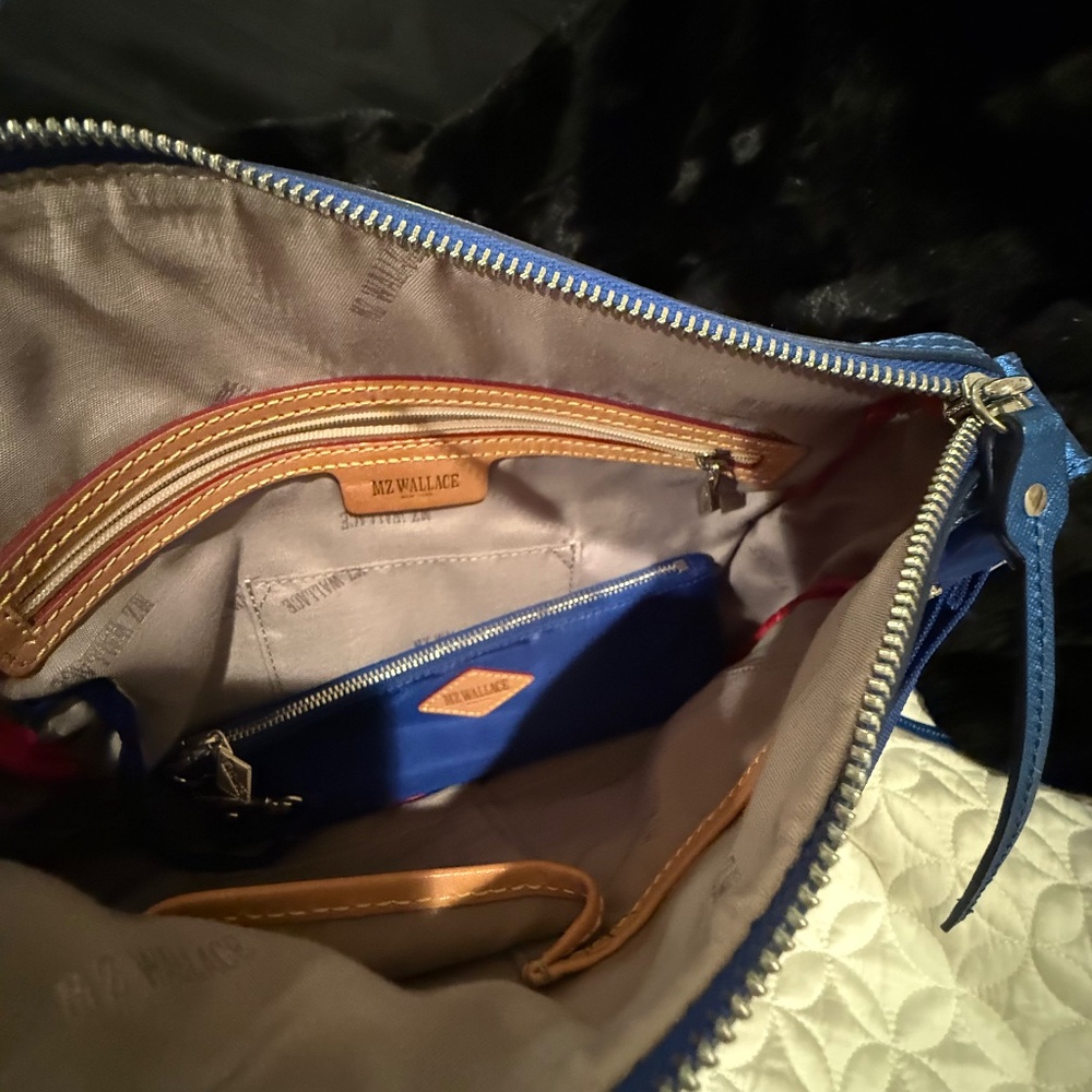EUC MZ Wallace Vibrant Blue Crossbody Bag with Pouch - Picture 7 of 7